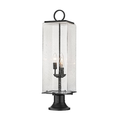 Z-Lite Sana 3 Light Outdoor Pier Mounted Fixture, Black And Seedy 592PHBR-553PM-BK